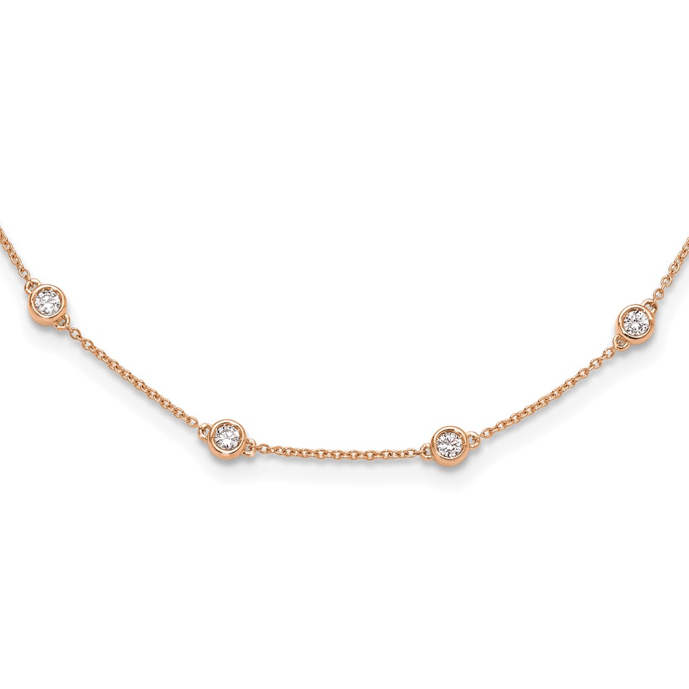 True Origin 14K Rose Gold 1 Carat Lab Grown Diamond VS+ F+ Complete 16 Station Necklace, 16"