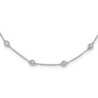 True Origin 14K White Gold 1 Carat Lab Grown Diamond VS+ F+ Complete 16 Station Necklace, 16" view 1