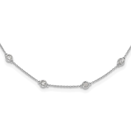 True Origin 14K White Gold 1 Carat Lab Grown Diamond VS+ F+ Complete 16 Station Necklace, 16"