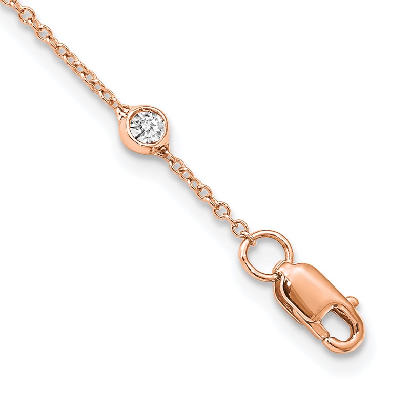 True Origin 14k Rose Gold 1 1/6 carat Lab Grown Diamond VS+ F+ Eighteen Station 18 inch Necklace