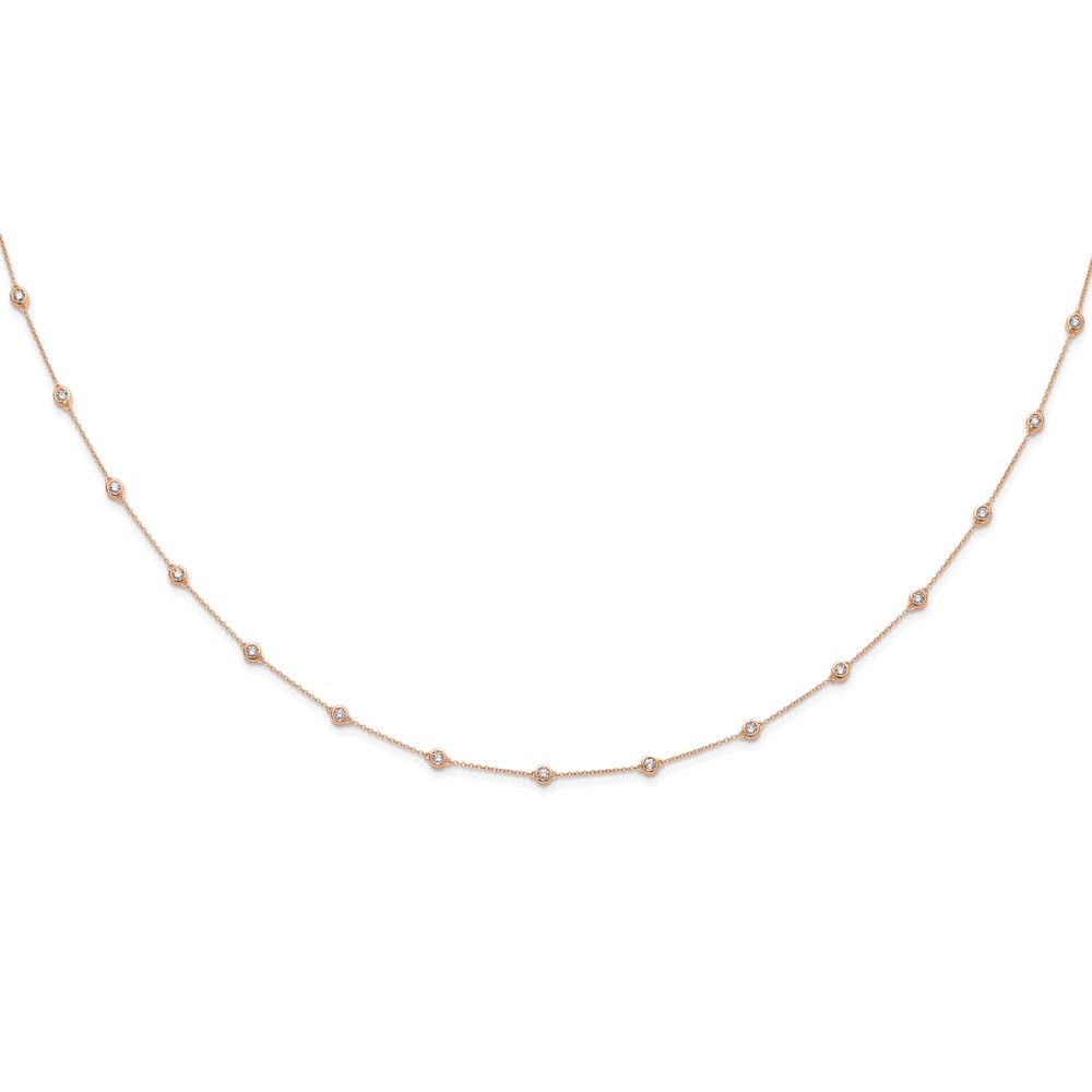 True Origin 14k Rose Gold 1 1/6 carat Lab Grown Diamond VS+ F+ Eighteen Station 18 inch Necklace (PM1008-112-RLD-18)