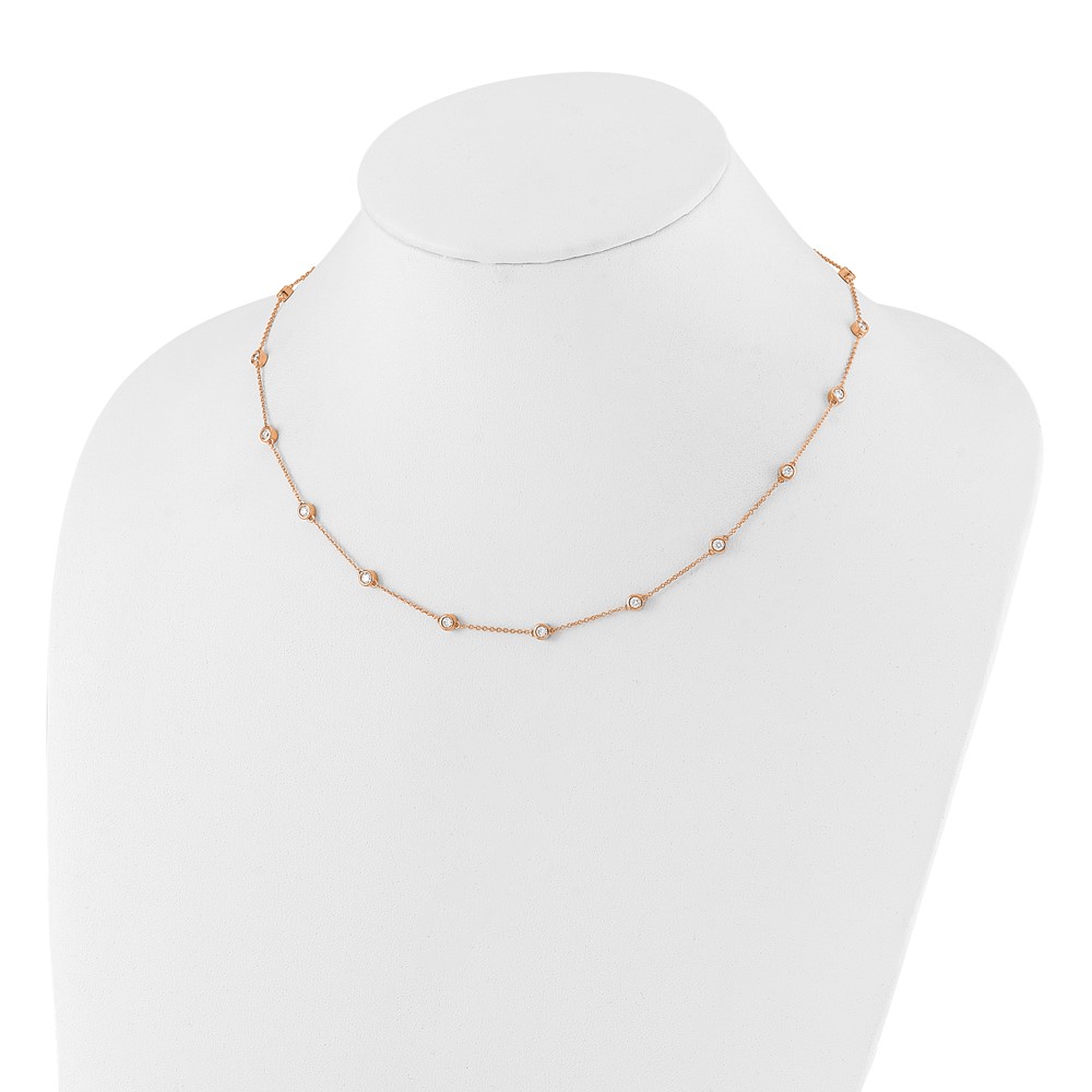 True Origin 14k Rose Gold 1 1/6 carat Lab Grown Diamond VS+ F+ Eighteen Station 18 inch Necklace (PM1008-112-RLD-18)