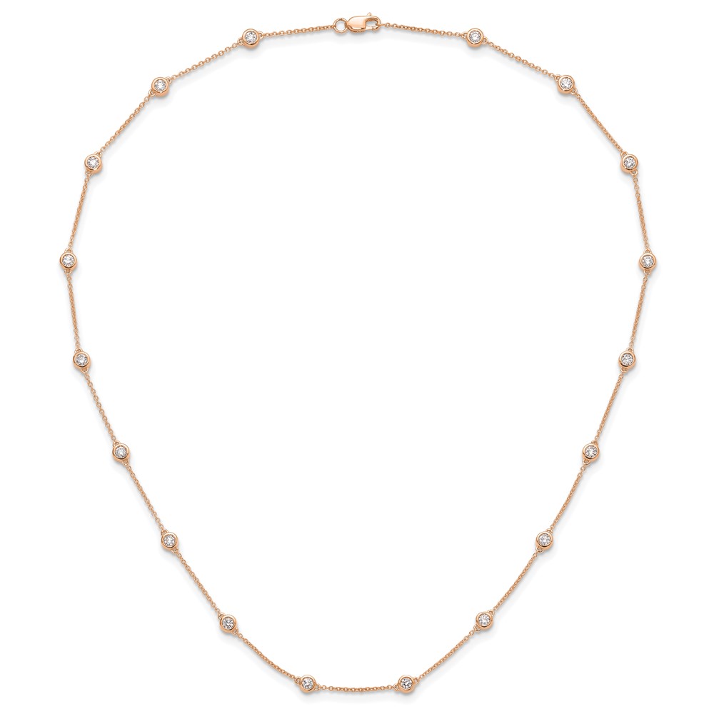 True Origin 14k Rose Gold 1 1/6 carat Lab Grown Diamond VS+ F+ Eighteen Station 18 inch Necklace (PM1008-112-RLD-18)