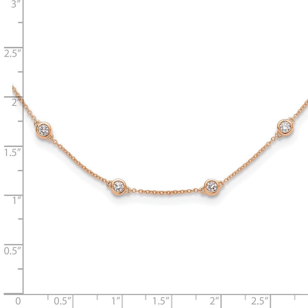 True Origin 14k Rose Gold 1 1/6 carat Lab Grown Diamond VS+ F+ Eighteen Station 18 inch Necklace (PM1008-112-RLD-18)