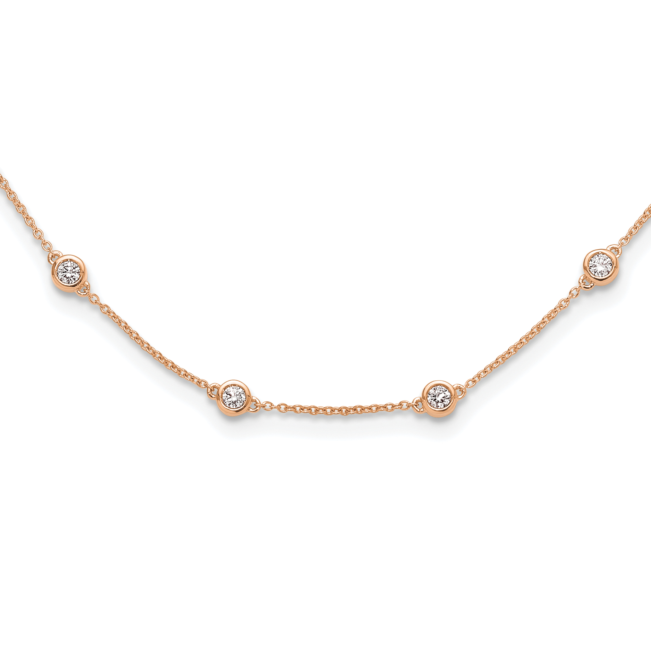 True Origin 14k Rose Gold 1 1/6 carat Lab Grown Diamond VS+ F+ Eighteen Station 18 inch Necklace (PM1008-112-RLD-18)
