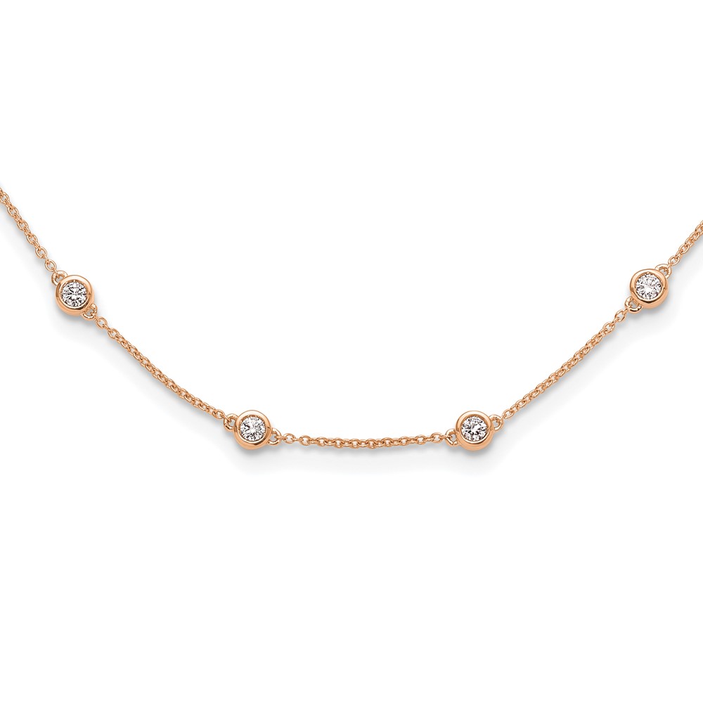 True Origin 14K Rose Gold 1.17 Carat Lab Grown Diamond VS+ F+ Complete 18 Station Necklace, 18"