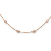 True Origin 14K Rose Gold 1.17 Carat Lab Grown Diamond VS+ F+ Complete 18 Station Necklace, 18" view 1