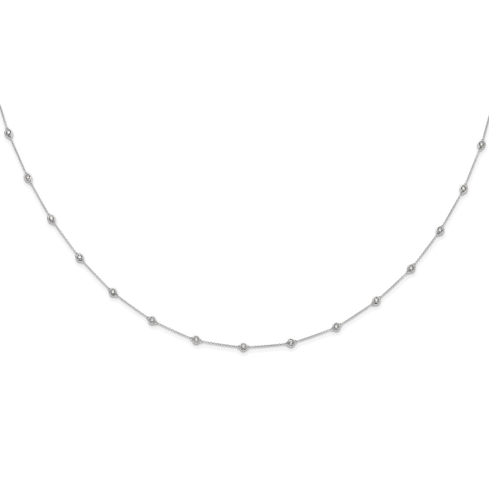 True Origin 14k White Gold 1 1/6 carat Lab Grown Diamond VS+ F+ Eighteen Station 18 inch Necklace (PM1008-112-WLD-18)