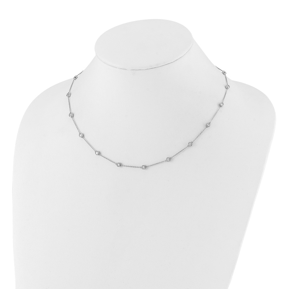 True Origin 14k White Gold 1 1/6 carat Lab Grown Diamond VS+ F+ Eighteen Station 18 inch Necklace (PM1008-112-WLD-18)