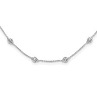 True Origin 14K White Gold 1.17 Carat Lab Grown Diamond VS+ F+ Complete 18 Station Necklace, 18" view 1