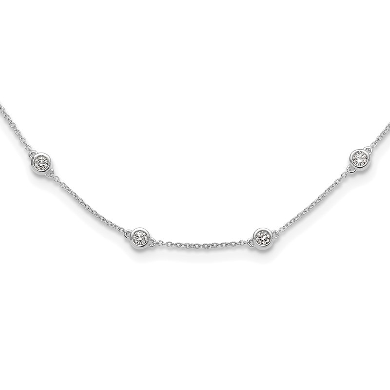 True Origin 14k White Gold 1 1/6 carat Lab Grown Diamond VS+ F+ Eighteen Station 18 inch Necklace