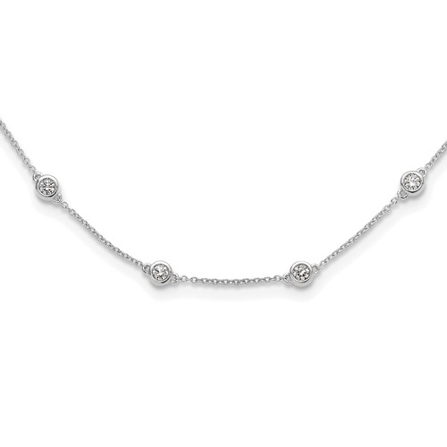 True Origin 14K White Gold 1.17 Carat Lab Grown Diamond VS+ F+ Complete 18 Station Necklace, 18"