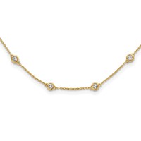 True Origin 14K Yellow Gold 1.17 Carat Lab Grown Diamond VS+ F+ Complete 18 Station Necklace, 18" view 1