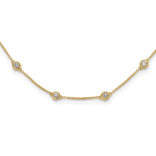 True Origin 14K Yellow Gold 1.17 Carat Lab Grown Diamond VS+ F+ Complete 18 Station Necklace, 18"