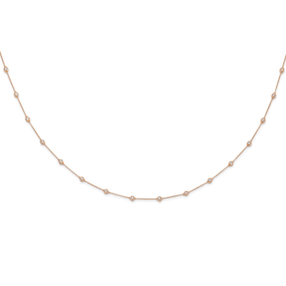 True Origin 14k Rose Gold 1 1/3 carat Lab Grown Diamond VS+ F+ Twenty Station 20 inch Necklace (PM1008-120-RLD-20)