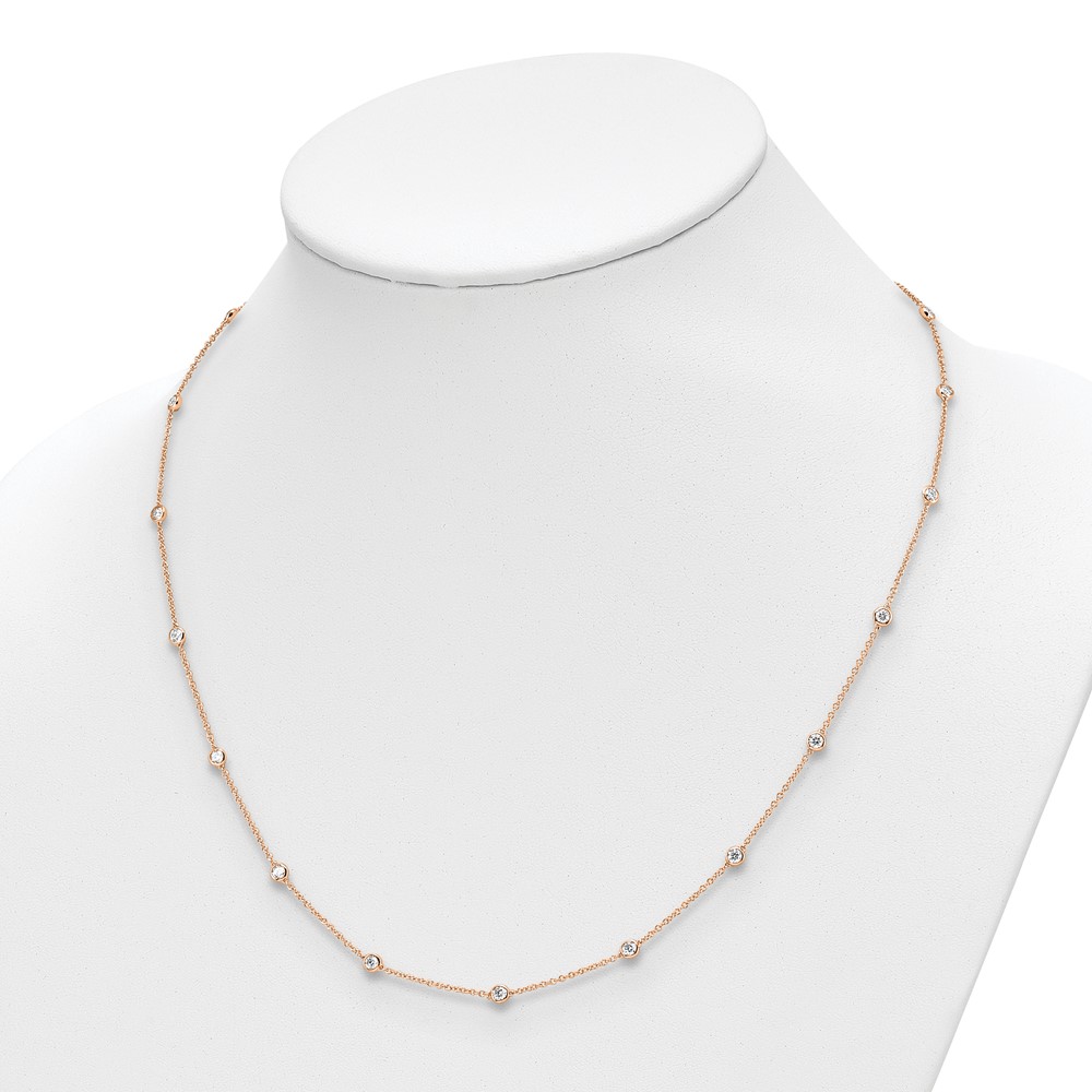 True Origin 14k Rose Gold 1 1/3 carat Lab Grown Diamond VS+ F+ Twenty Station 20 inch Necklace (PM1008-120-RLD-20)