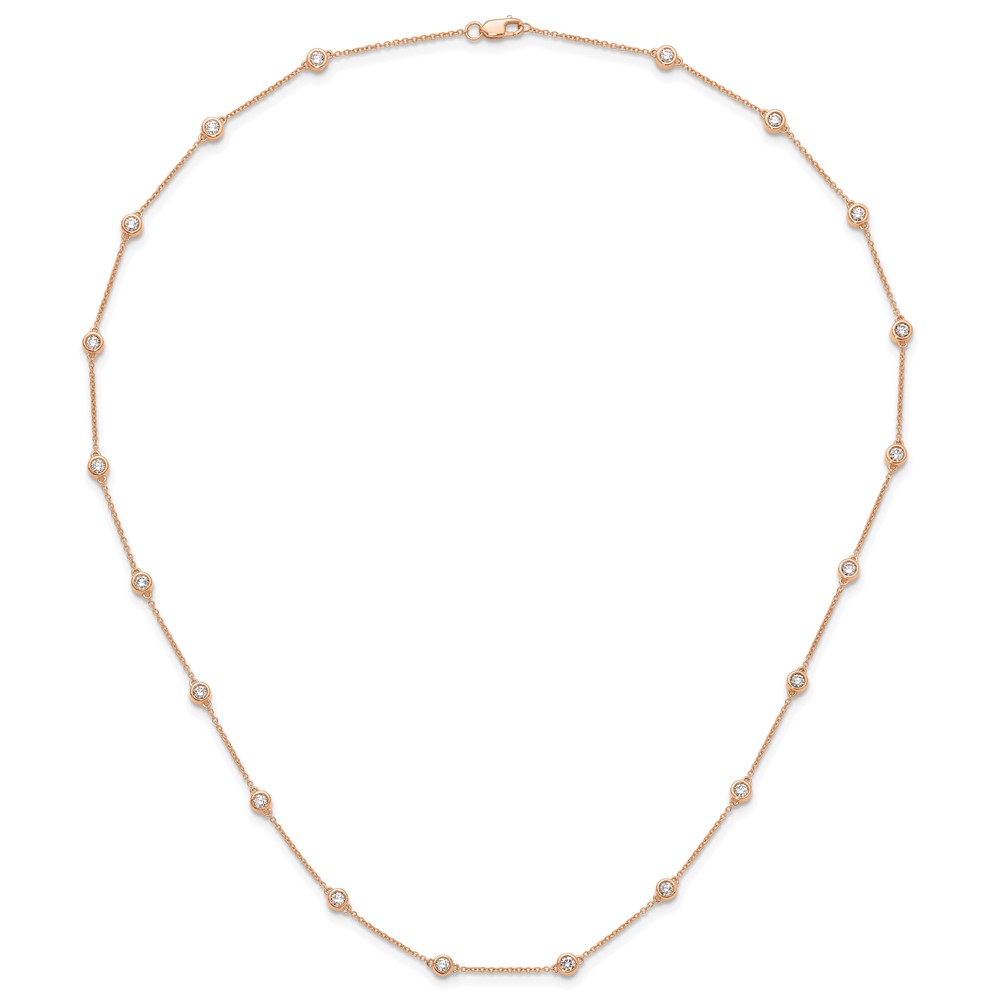 True Origin 14k Rose Gold 1 1/3 carat Lab Grown Diamond VS+ F+ Twenty Station 20 inch Necklace (PM1008-120-RLD-20)