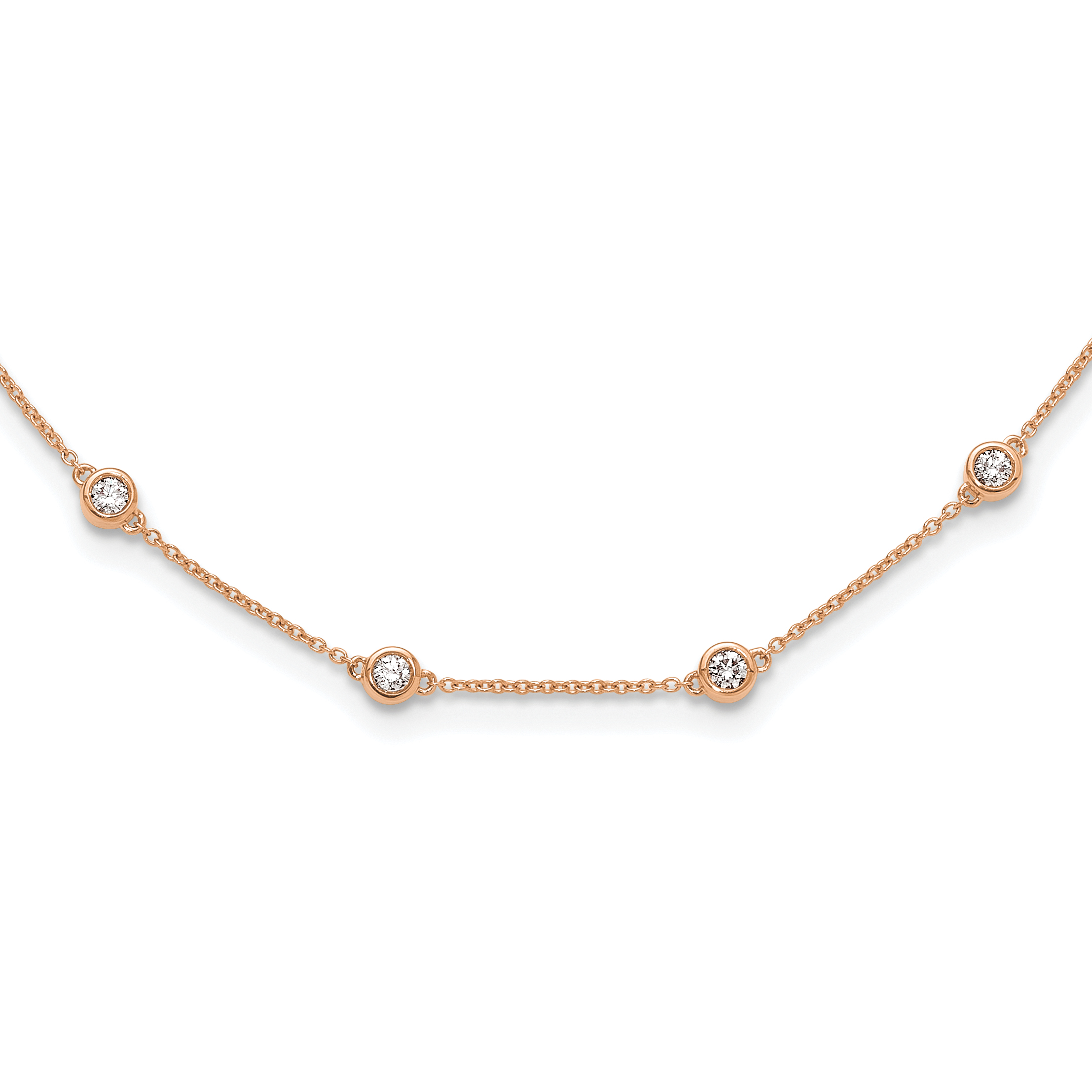 True Origin 14k Rose Gold 1 1/3 carat Lab Grown Diamond VS+ F+ Twenty Station 20 inch Necklace (PM1008-120-RLD-20)