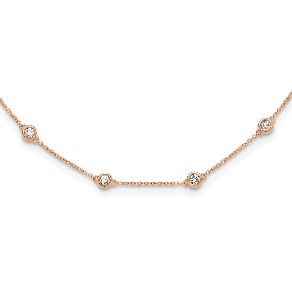 True Origin 14k Rose Gold 1 1/3 carat Lab Grown Diamond VS+ F+ Twenty Station 20 inch Necklace (PM1008-120-RLD-20)