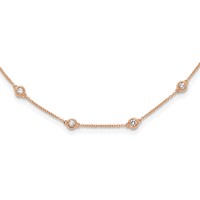 True Origin 14K Rose Gold 1.33 Carat Lab Grown Diamond VS+ F+ Complete 20 Station Necklace, 20" view 1