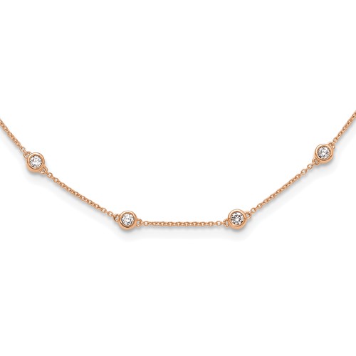 True Origin 14K Rose Gold 1.33 Carat Lab Grown Diamond VS+ F+ Complete 20 Station Necklace, 20"