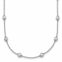 True Origin 14K White Gold 1.33 Carat Lab Grown Diamond VS+ F+ Complete 20 Station Necklace, 20" view 1