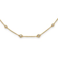 True Origin 14K Yellow Gold 1.33 Carat Lab Grown Diamond VS+ F+ Complete 20 Station Necklace, 20" view 1