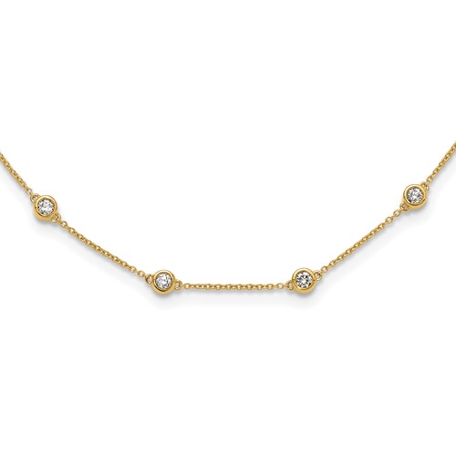 True Origin 14K Yellow Gold 1.33 Carat Lab Grown Diamond VS+ F+ Complete 20 Station Necklace, 20"