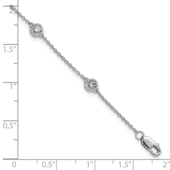 14k White Gold Complete 1/3 carat Bezel-set Diamond and Cable Chain 6-Station 7 inch Bracelet