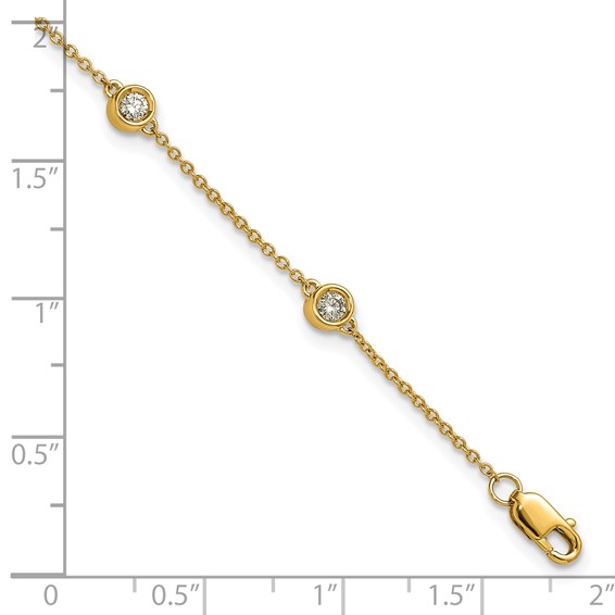 14k Complete 1/3 carat Bezel-set Diamond and Cable Chain 6-Station 7 inch Bracelet