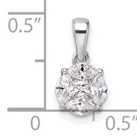 14K White Gold 0.50 Carat Lab Grown Diamond VS SI+ G+ Round and Marquise Pendant view 2