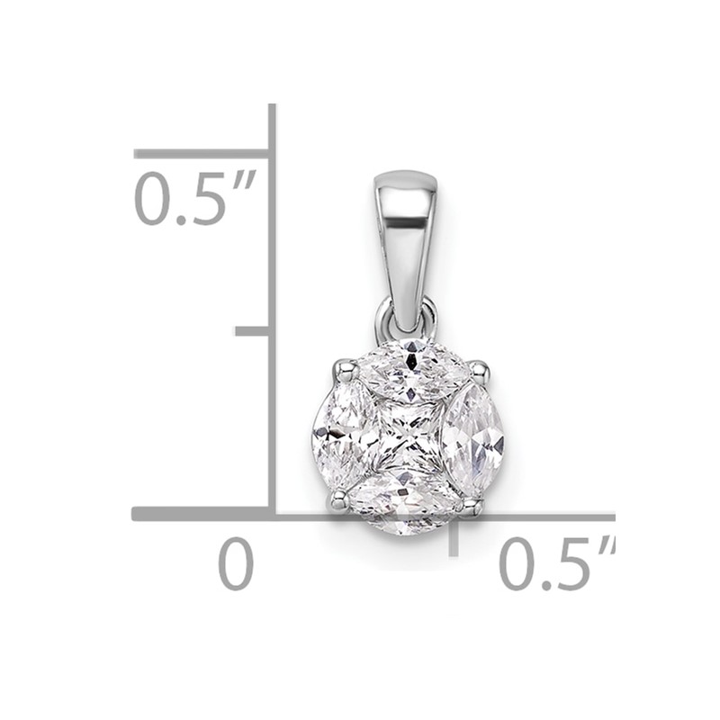 14k White Gold 1/2 carat Lab Grown Diamond VS/SI+ G+ Round and Marquise Pendant