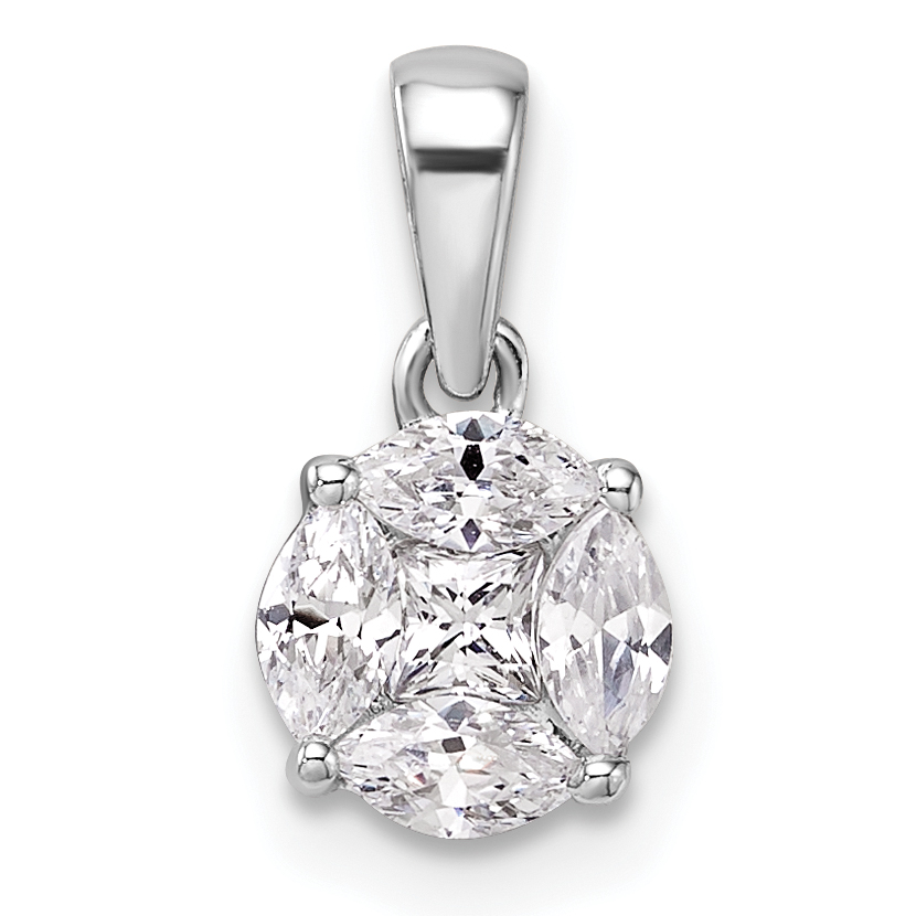 14k White Gold 1/2 carat Lab Grown Diamond VS/SI+ G+ Round and Marquise Pendant (PM10163-049-WLG)