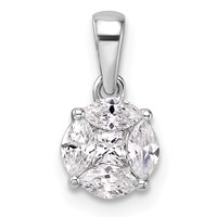 14K White Gold 0.50 Carat Lab Grown Diamond VS SI+ G+ Round and Marquise Pendant view 1