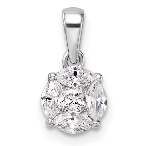 14K White Gold 0.50 Carat Lab Grown Diamond VS SI+ G+ Round and Marquise Pendant
