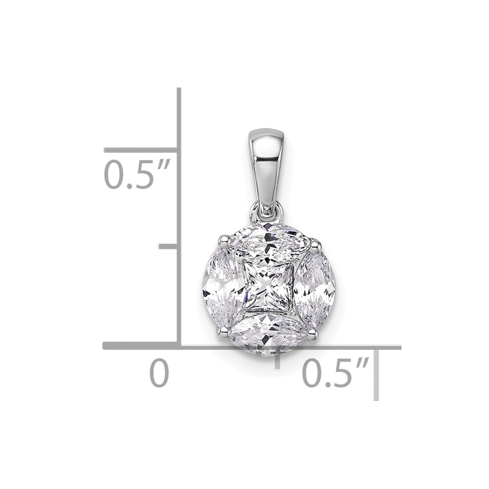 14k White Gold 1 carat Lab Grown Diamond VS/SI+ G+ Round and Marquise Pendant (PM10163-098-WLG)