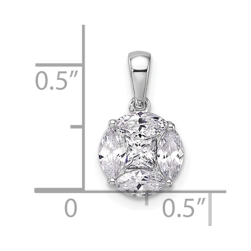 14k White Gold 1 carat Lab Grown Diamond VS/SI+ G+ Round and Marquise Pendant
