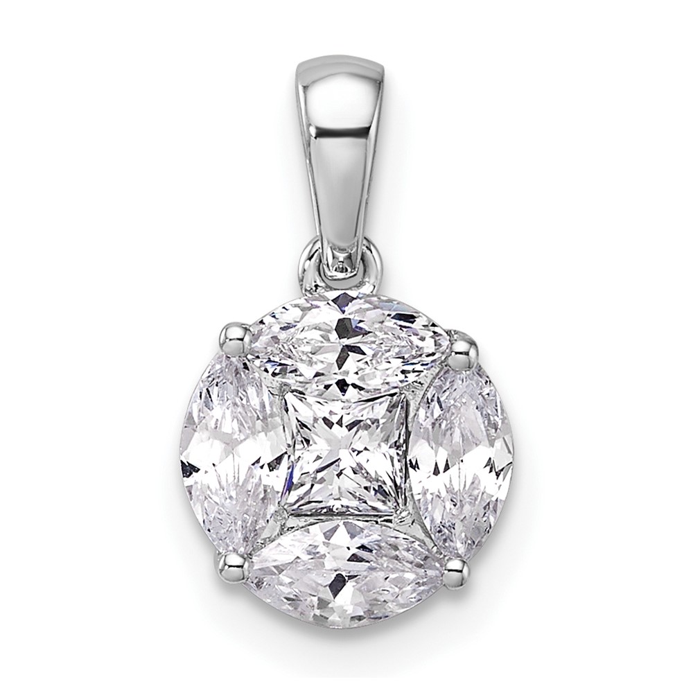 14k White Gold 1 carat Lab Grown Diamond VS/SI+ G+ Round and Marquise Pendant (PM10163-098-WLG)