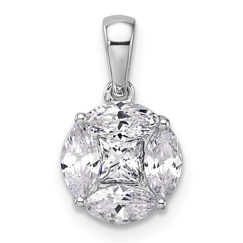 14K White Gold 1 Carat Lab Grown Diamond VS SI+ G+ Round and Marquise Pendant
