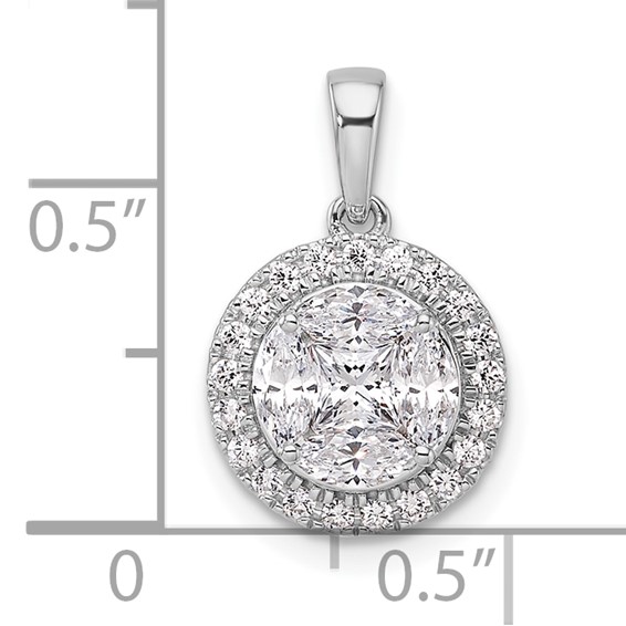 14k White Gold 1 carat Lab Grown Diamond VS/SI+ G+ Round and Marquise Halo Pendant