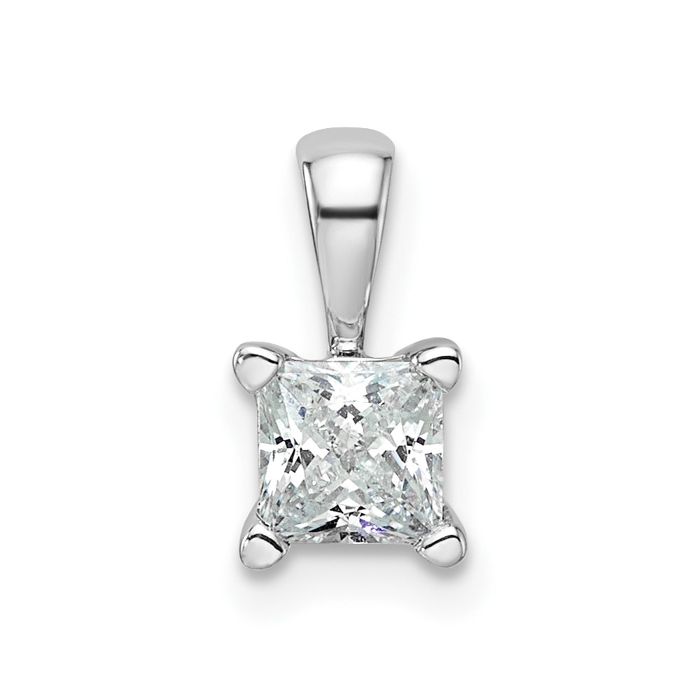14K White Gold 0.50 Carat Lab Grown Diamond VS SI+ G+ 4 Prong Pendant Necklace, 18"