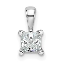 14K White Gold 0.50 Carat Lab Grown Diamond VS SI+ G+ 4 Prong Pendant Necklace, 18" view 1