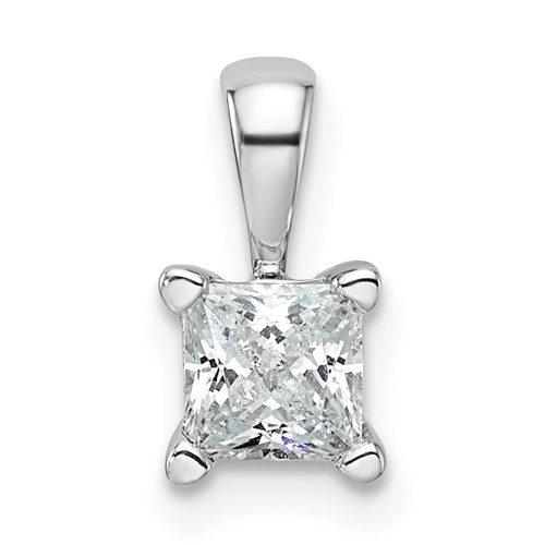 14K White Gold 0.50 Carat Lab Grown Diamond VS SI+ G+ 4 Prong Pendant Necklace, 18"