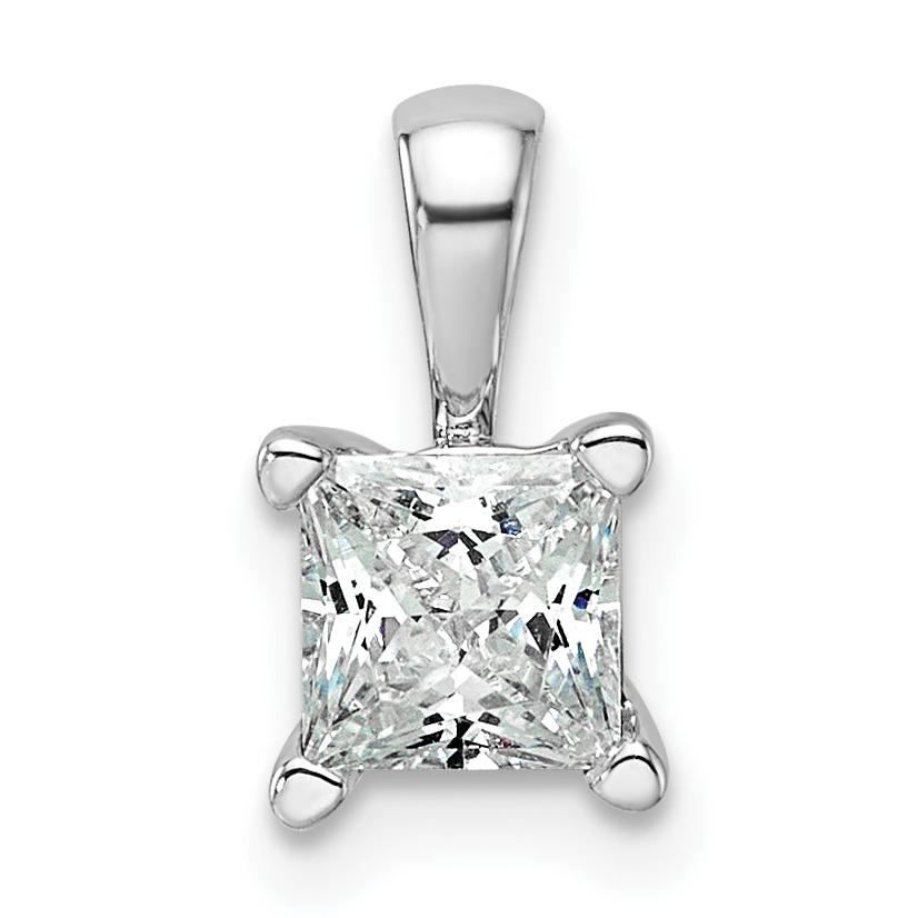 14k White Gold 3/4 carat Lab Grown Diamond VS/SI+ G+ 18 inch 4 Prong Pendant Necklace (PM1018-075-WLG)