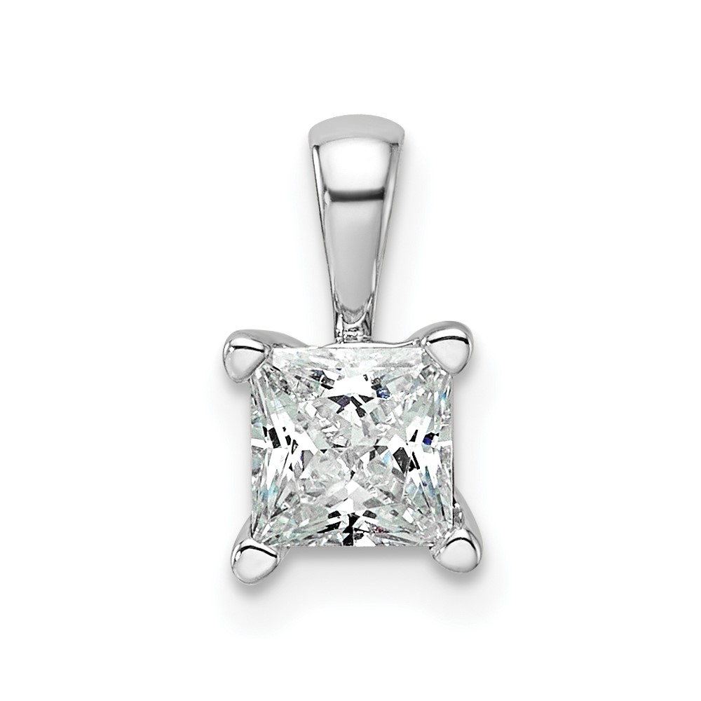 14K White Gold 0.75 Carat Lab Grown Diamond VS SI+ G+ 4 Prong Pendant Necklace, 18"
