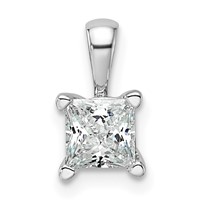 14K White Gold 0.75 Carat Lab Grown Diamond VS SI+ G+ 4 Prong Pendant Necklace, 18" view 1