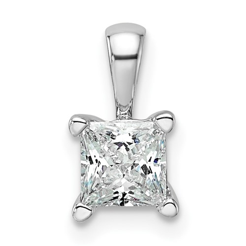 14K White Gold 0.75 Carat Lab Grown Diamond VS SI+ G+ 4 Prong Pendant Necklace, 18"