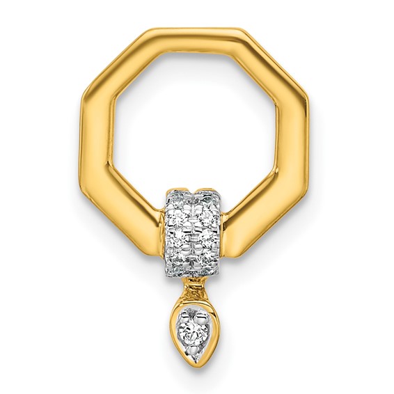 14K Polished 1/15 carat Diamond Octagon Chain Slide