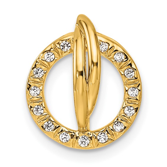 14K Polished 1/10 carat Diamond Open Circle Chain Slide