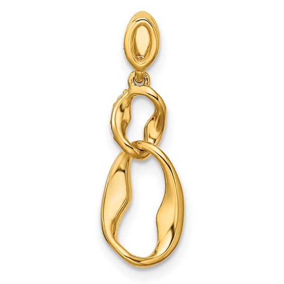 14K Polished 1/20 carat Diamond Wavy Oval Dangle Pendant